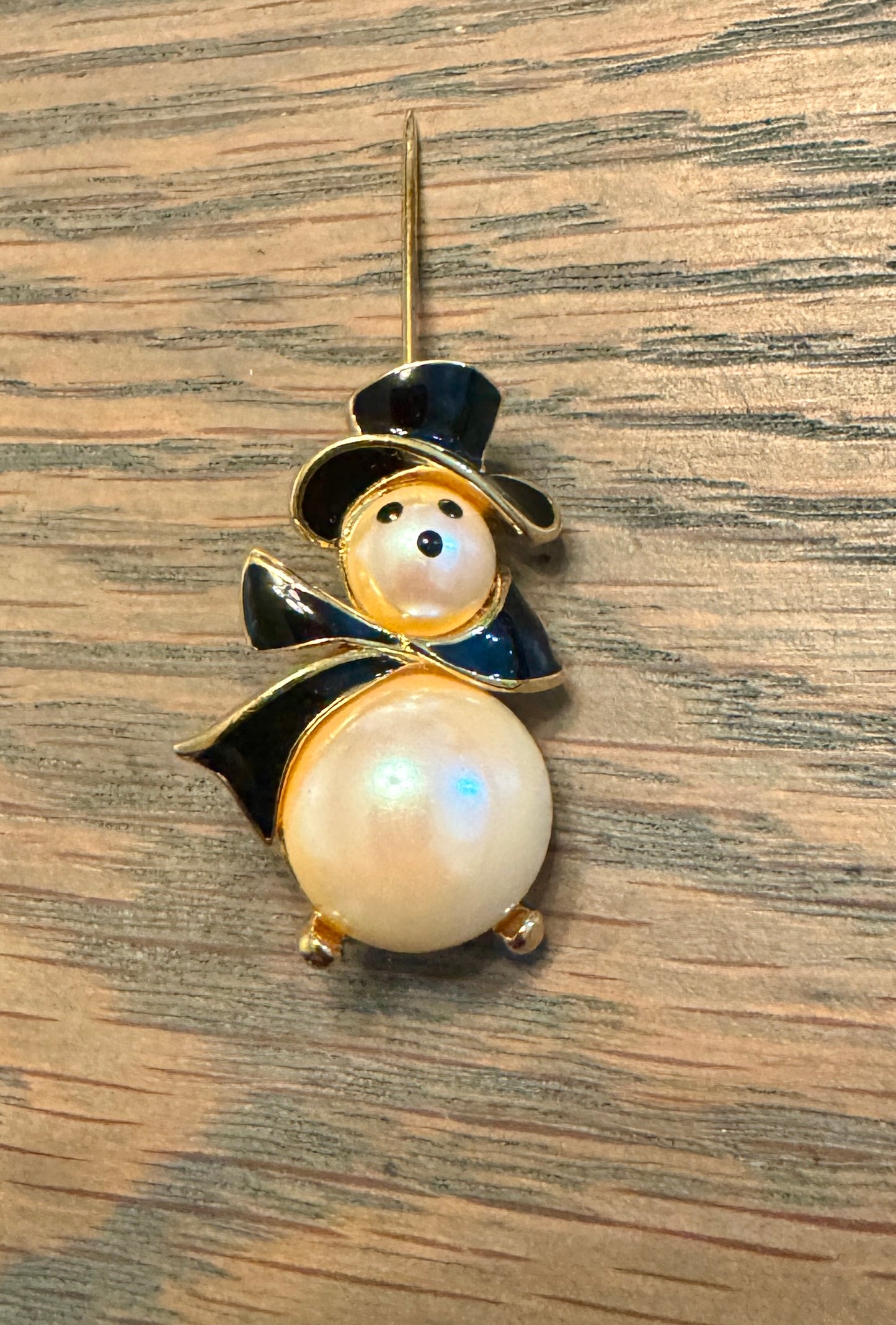 Vintage Signed MONET Snowman Pin
